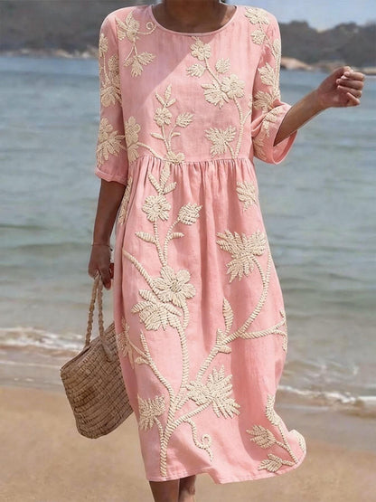 Elowen | Embroidered Beach Midi Dress