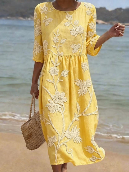 Elowen | Embroidered Beach Midi Dress