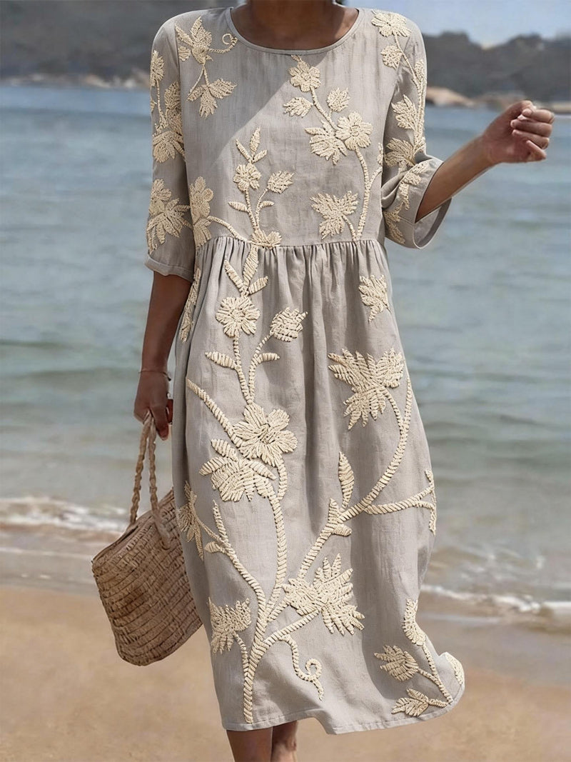 Elowen | Embroidered Beach Midi Dress