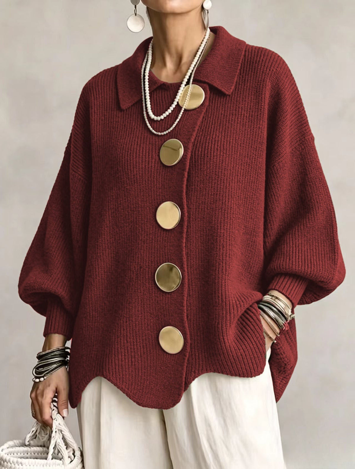 Cecily | Relaxed Button Front Knit Cardigan