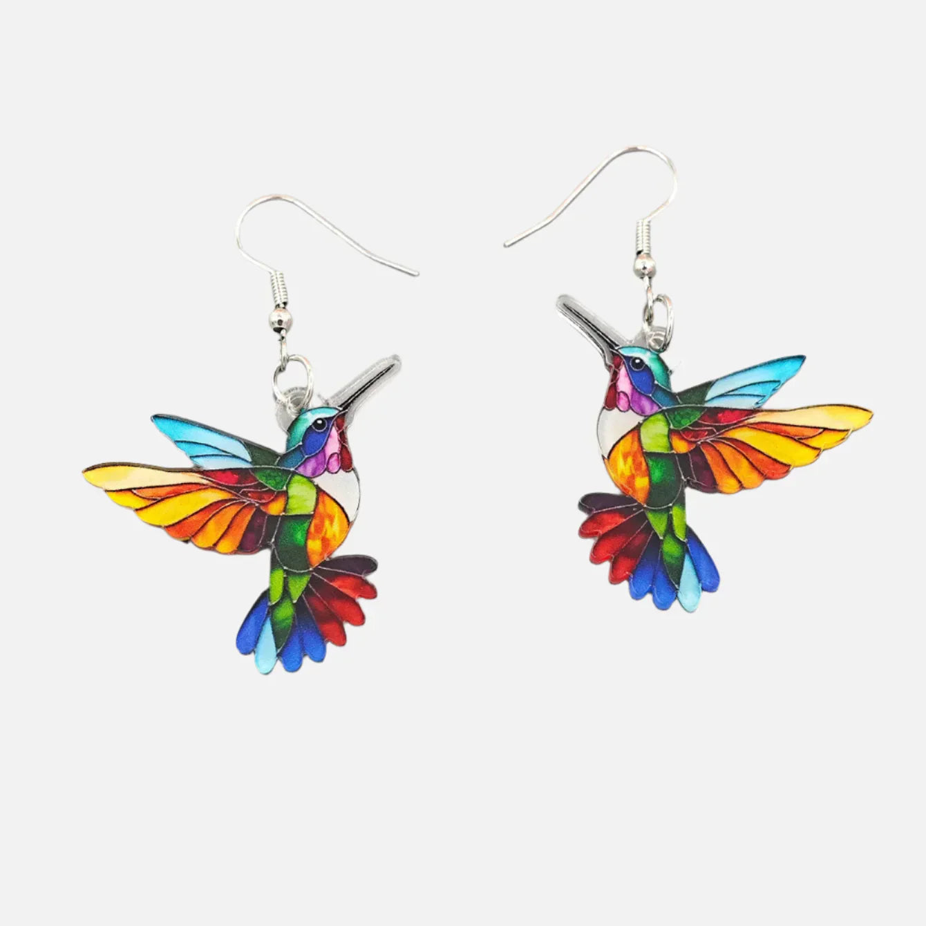 Vireluna | Rainbow Hummingbird Drop Earrings