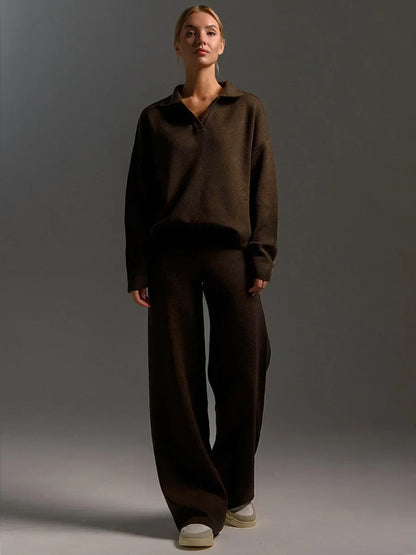 Alessina | Relaxed Collared Knit Two Piece Set