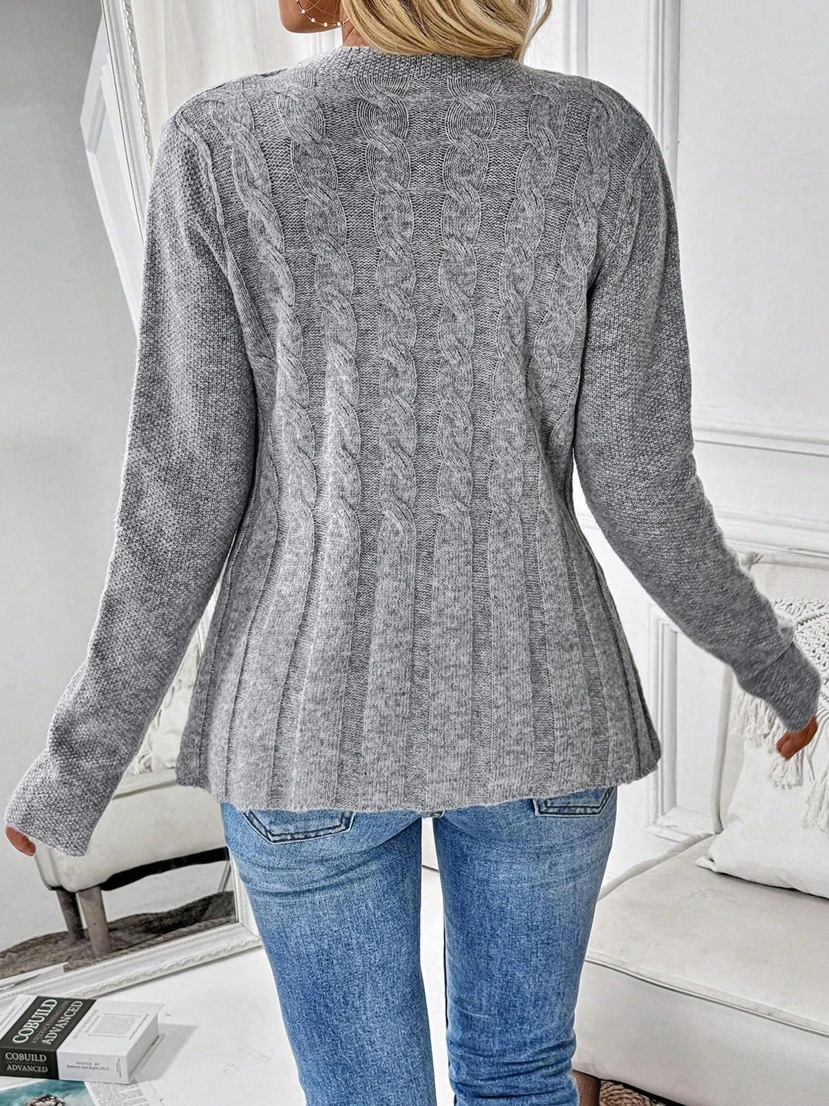 Grazielle | Peplum Cable Knit Cardigan