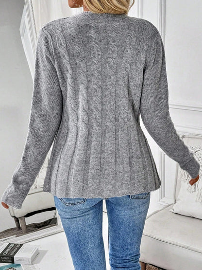 Grazielle | Peplum Cable Knit Cardigan