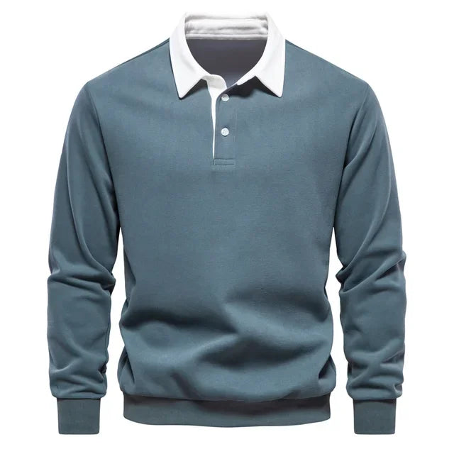 Landon | Contrast Collar Long Sleeve Polo