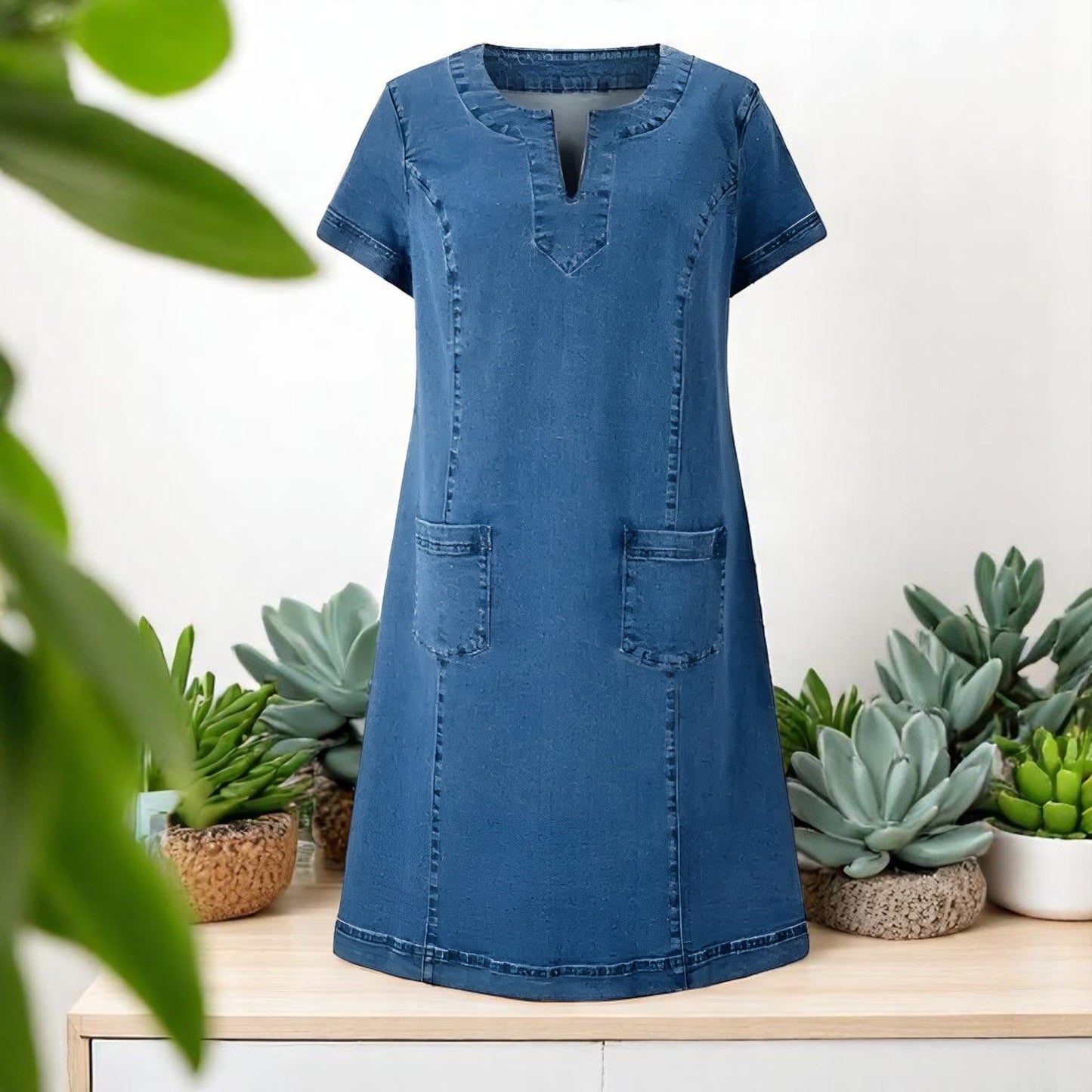 Arlina | Denim Pocket Shift Dress