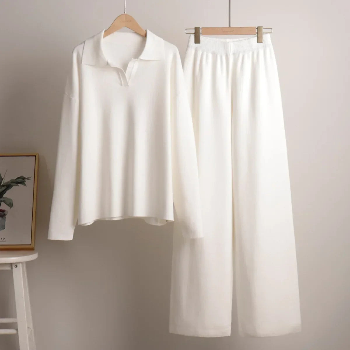Alessina | Relaxed Collared Knit Two Piece Set