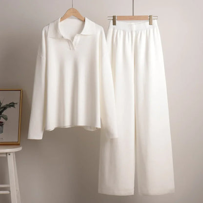 Alessina | Relaxed Collared Knit Two Piece Set