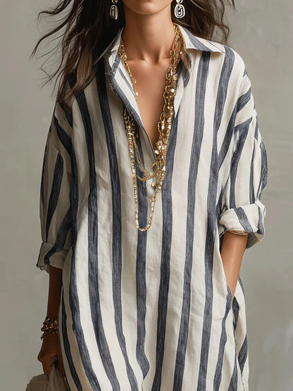 Marcella | Striped Shirt Maxi Dress