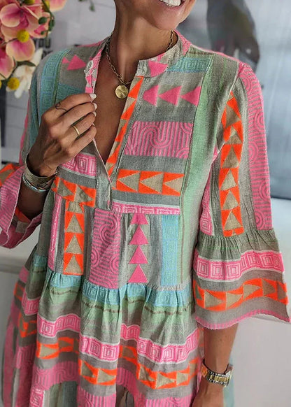 Rosalyn | Geometric Print Tiered Mini Dress