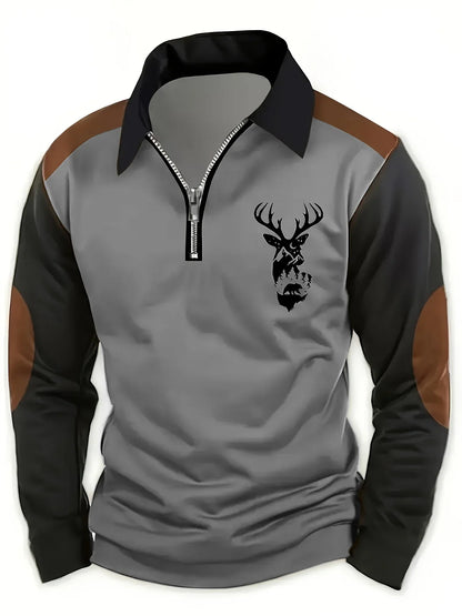 Caulder | Deer Graphic Quarter Zip Pullover