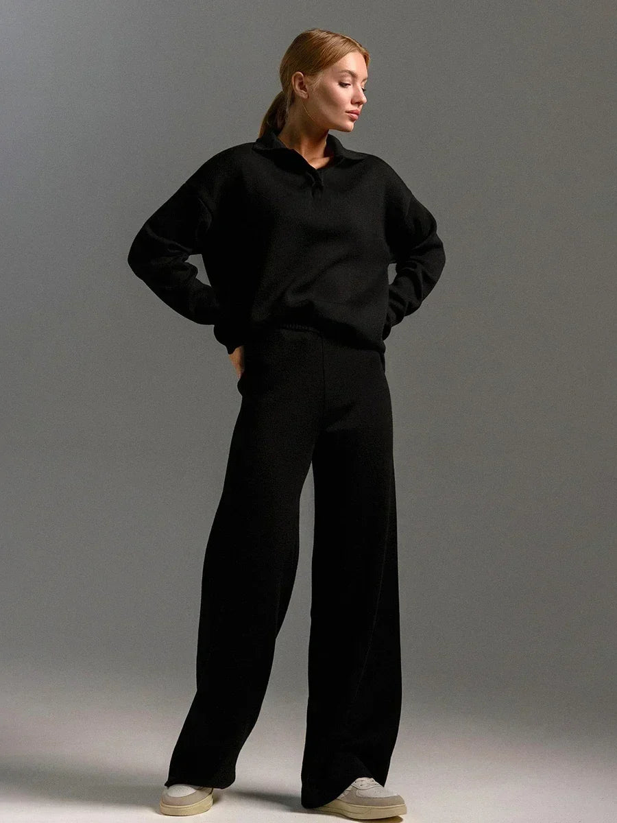 Alessina | Relaxed Collared Knit Two Piece Set