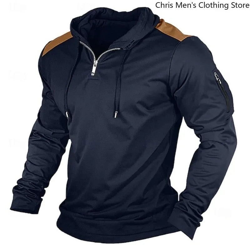Weston | Contrast Shoulder Half Zip Hoodie
