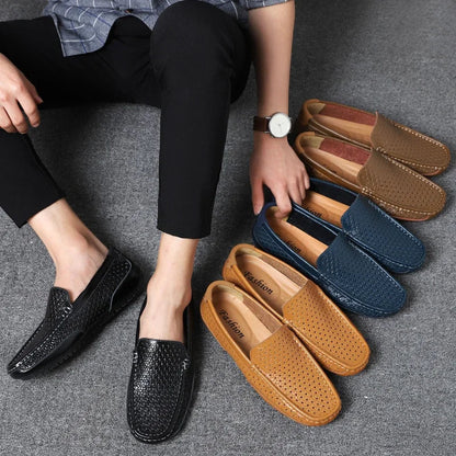 Garrick | Perforated Leather Slip On Loafers