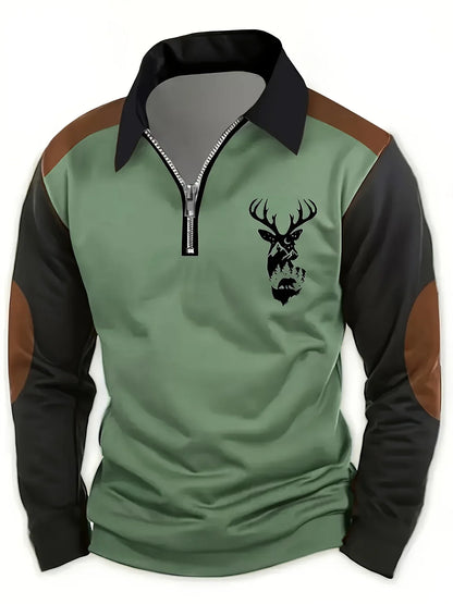 Caulder | Deer Graphic Quarter Zip Pullover