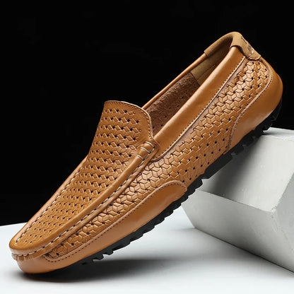 Garrick | Perforated Leather Slip On Loafers