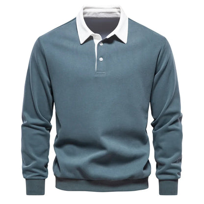 Landon | Contrast Collar Long Sleeve Polo