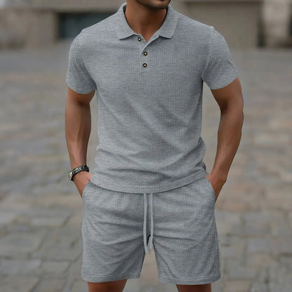 Benedict | Textured Polo And Shorts Set