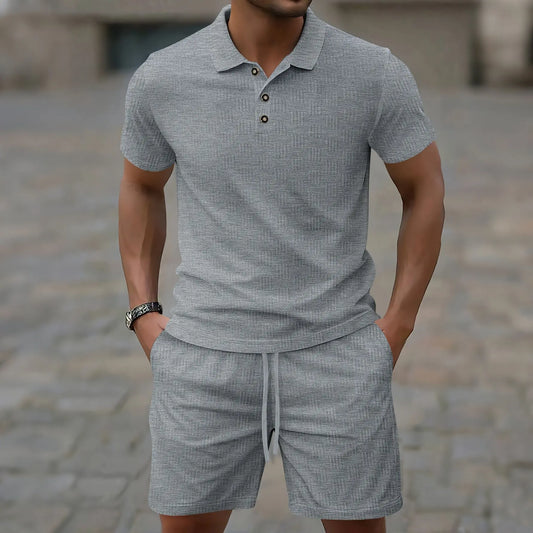 Benedict | Textured Polo And Shorts Set