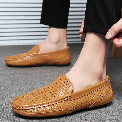 Garrick | Perforated Leather Slip On Loafers