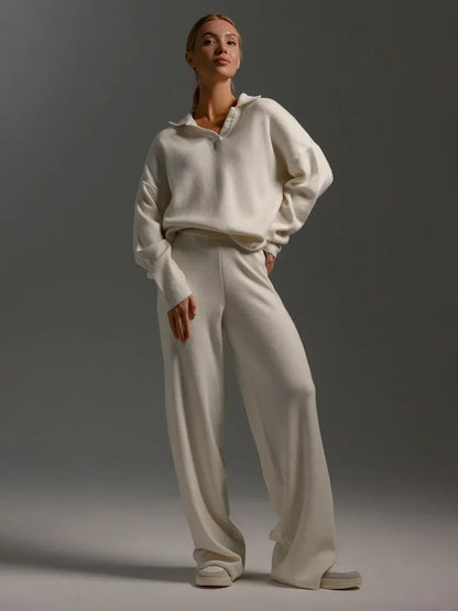 Alessina | Relaxed Collared Knit Two Piece Set