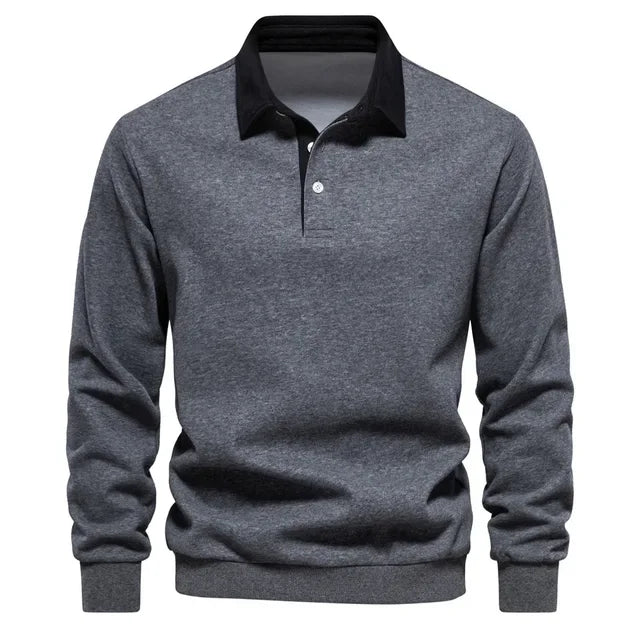 Landon | Contrast Collar Long Sleeve Polo