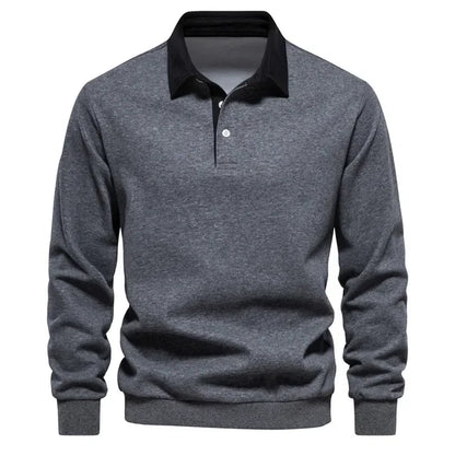 Landon | Contrast Collar Long Sleeve Polo