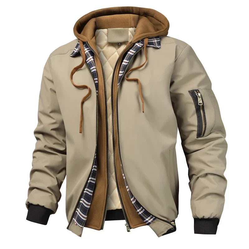 Auberon | Layered Hooded Bomber Jacket