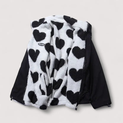 Maebry | Cozy Heart Print Fleece Jacket
