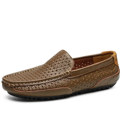Garrick | Perforated Leather Slip On Loafers