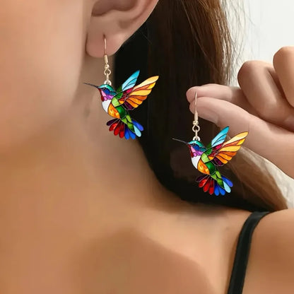 Vireluna | Rainbow Hummingbird Drop Earrings
