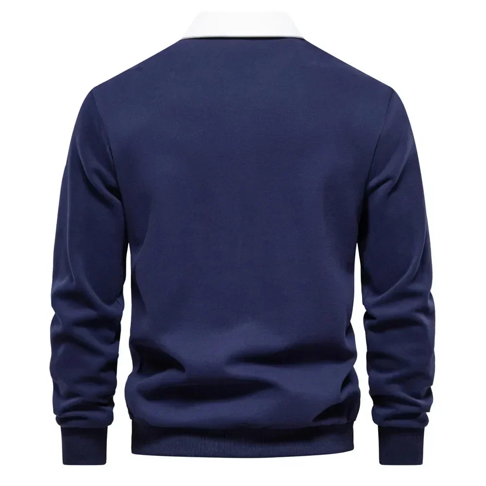 Landon | Contrast Collar Long Sleeve Polo