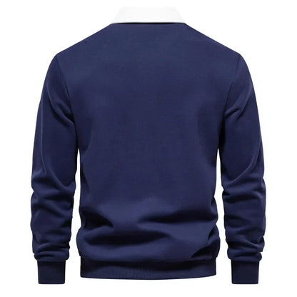 Landon | Contrast Collar Long Sleeve Polo