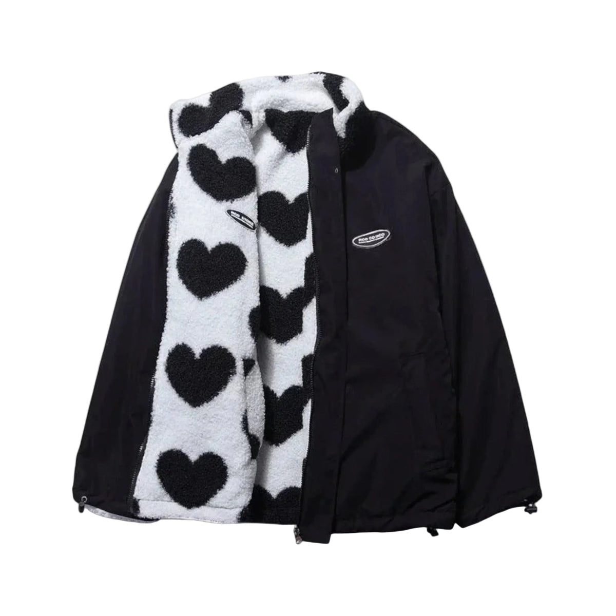 Maebry | Cozy Heart Print Fleece Jacket