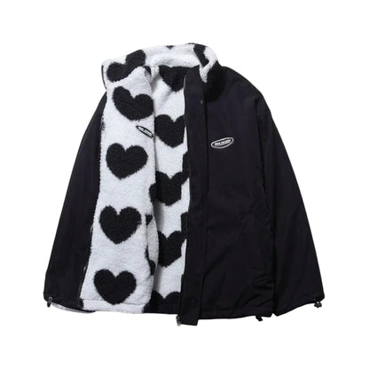 Maebry | Cozy Heart Print Fleece Jacket