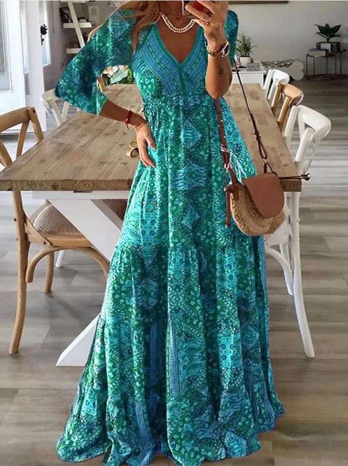 Briarose | Ethnic Print Empire Waist Dress
