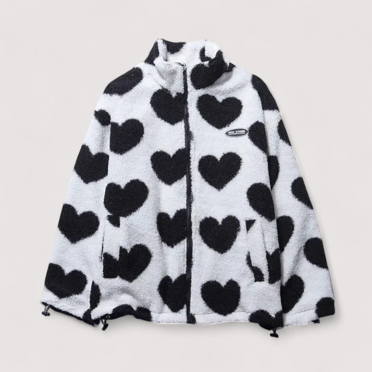 Maebry | Cozy Heart Print Fleece Jacket