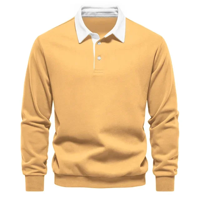 Landon | Contrast Collar Long Sleeve Polo