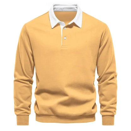 Landon | Contrast Collar Long Sleeve Polo