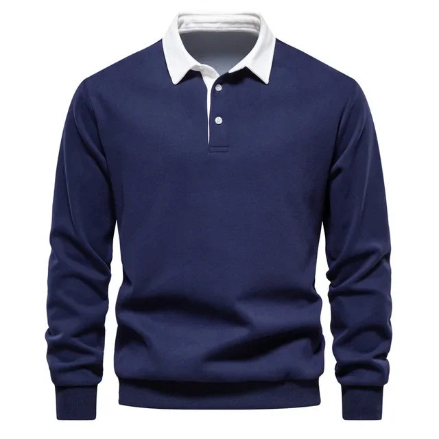 Landon | Contrast Collar Long Sleeve Polo