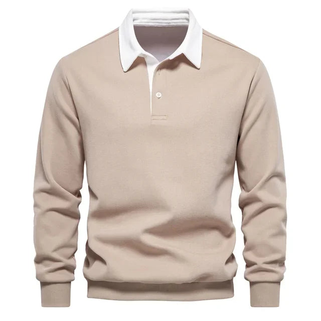 Landon | Contrast Collar Long Sleeve Polo