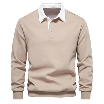 Landon | Contrast Collar Long Sleeve Polo