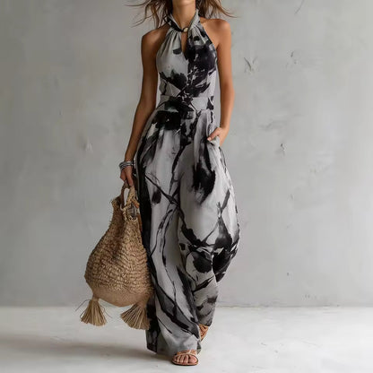 Annelore | Floral Print Halter Jumpsuit
