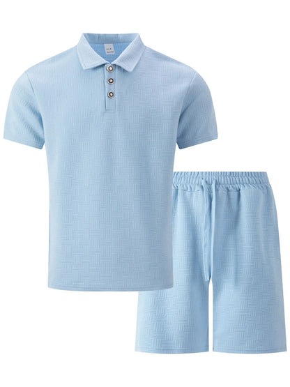 Benedict | Textured Polo And Shorts Set