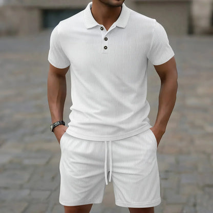 Benedict | Textured Polo And Shorts Set