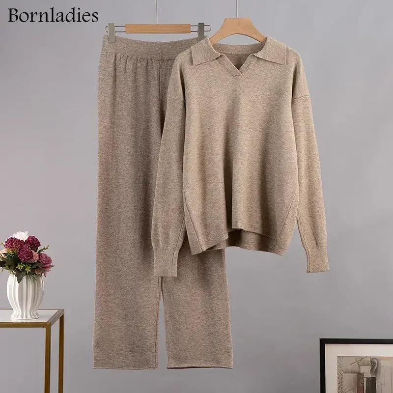 Alessina | Relaxed Collared Knit Two Piece Set