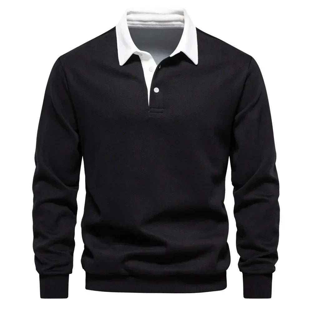 Landon | Contrast Collar Long Sleeve Polo