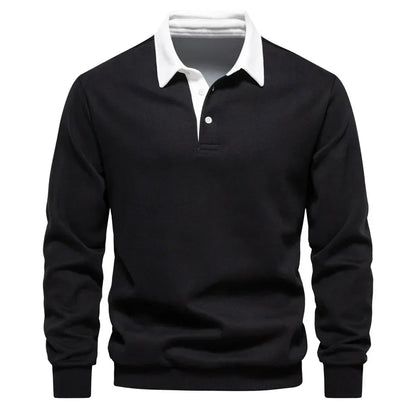 Landon | Contrast Collar Long Sleeve Polo