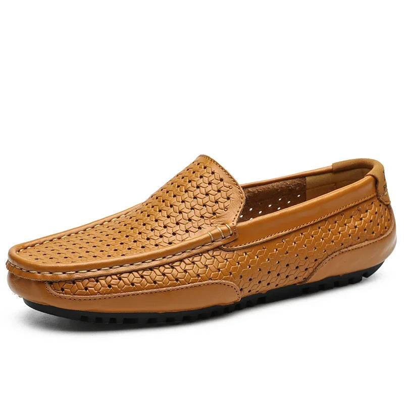 Garrick | Perforated Leather Slip On Loafers