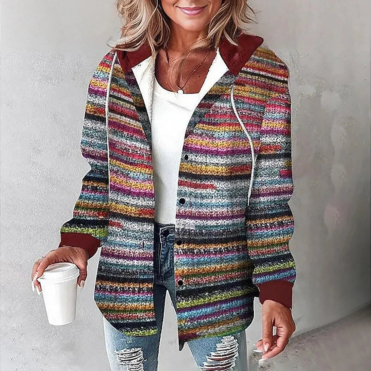 Honelle | Relaxed Plaid Hooded Shirt Jacket